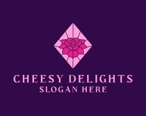 Pink Rose Stained Glass logo design