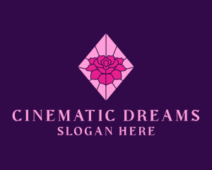 Pink Rose Stained Glass logo design