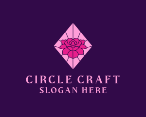 Pink Rose Stained Glass logo design