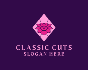 Pink Rose Stained Glass logo design