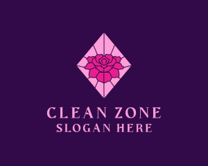 Pink Rose Stained Glass logo design