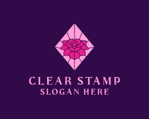 Pink Rose Stained Glass logo design