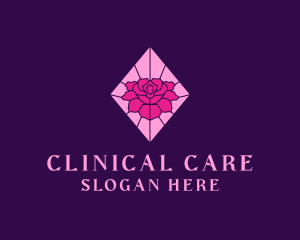 Pink Rose Stained Glass logo design