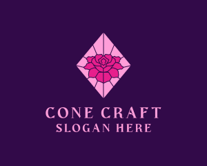 Pink Rose Stained Glass logo design