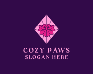 Pink Rose Stained Glass logo design