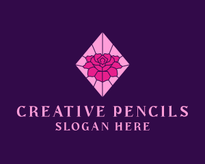 Pink Rose Stained Glass logo design