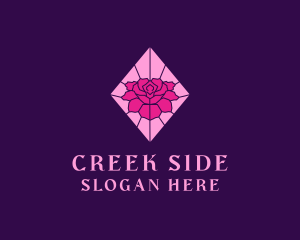 Pink Rose Stained Glass logo design