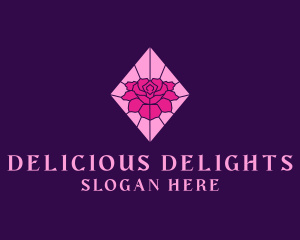 Pink Rose Stained Glass logo design