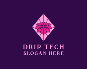 Pink Rose Stained Glass logo design