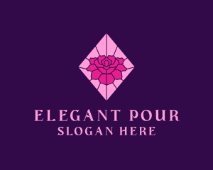 Pink Rose Stained Glass logo design