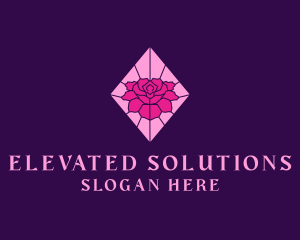 Pink Rose Stained Glass logo design