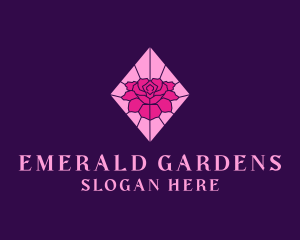 Pink Rose Stained Glass logo design