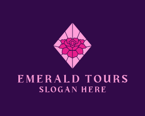 Pink Rose Stained Glass logo design