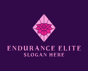 Pink Rose Stained Glass logo design