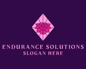 Pink Rose Stained Glass logo design