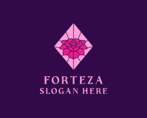 Pink Rose Stained Glass logo design