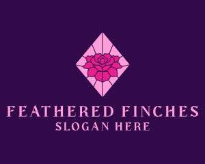 Pink Rose Stained Glass logo design