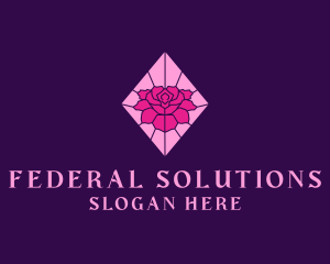 Pink Rose Stained Glass logo design