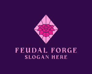 Pink Rose Stained Glass logo design