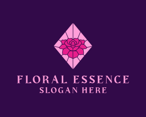 Bouquet - Pink Rose Stained Glass logo design