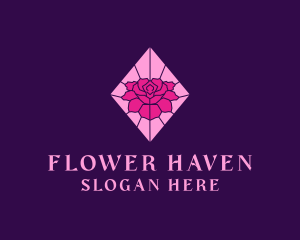 Pink Rose Stained Glass logo design