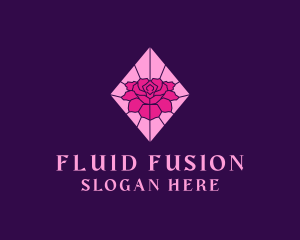 Pink Rose Stained Glass logo design