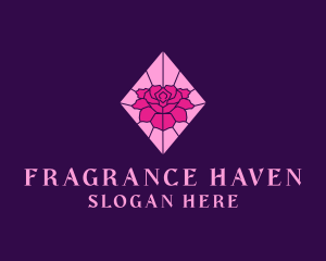 Pink Rose Stained Glass logo design