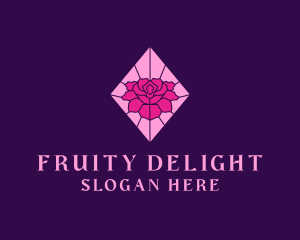 Pink Rose Stained Glass logo design