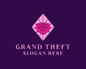 Pink Rose Stained Glass logo design