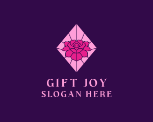 Pink Rose Stained Glass logo design