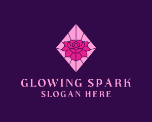 Pink Rose Stained Glass logo design