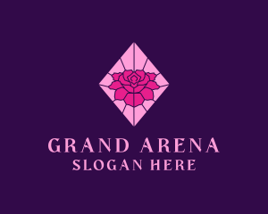 Pink Rose Stained Glass logo design