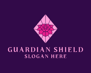 Pink Rose Stained Glass logo design