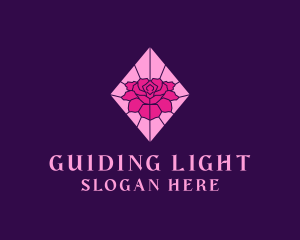 Pink Rose Stained Glass logo design