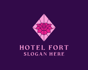 Pink Rose Stained Glass logo design