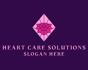 Pink Rose Stained Glass logo design