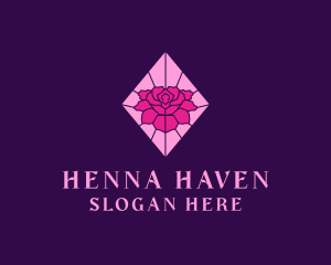 Pink Rose Stained Glass logo design