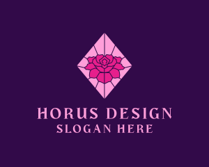 Pink Rose Stained Glass logo design