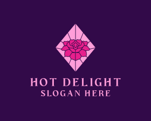 Pink Rose Stained Glass logo design