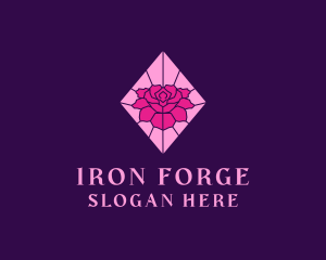 Pink Rose Stained Glass logo design