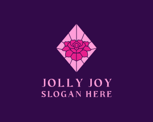 Pink Rose Stained Glass logo design