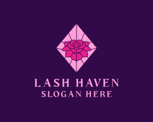 Pink Rose Stained Glass logo design