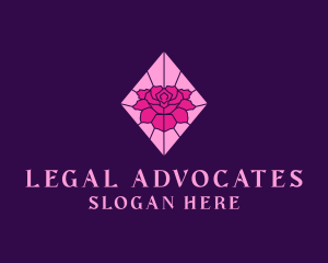 Pink Rose Stained Glass logo design