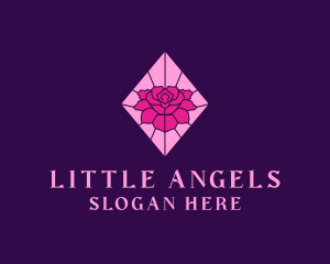 Pink Rose Stained Glass logo design