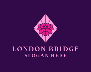 Pink Rose Stained Glass logo design