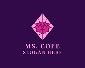 Pink Rose Stained Glass logo design