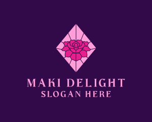 Pink Rose Stained Glass logo design