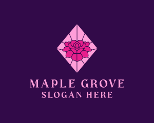 Pink Rose Stained Glass logo design