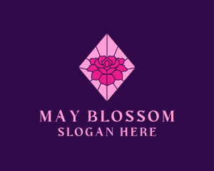 Pink Rose Stained Glass logo design