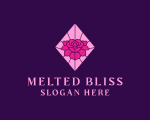 Pink Rose Stained Glass logo design